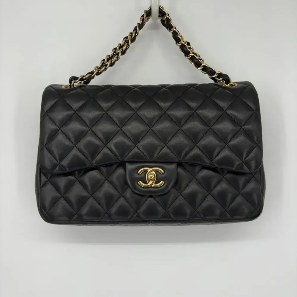 CHANEL Black Quilted Lambskin Shoulder Bag